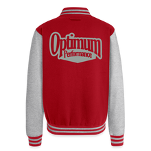Load image into Gallery viewer, Just Hoods Heavyweight Letterman Jacket - red/heather grey