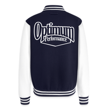 Load image into Gallery viewer, Just Hoods Heavyweight Letterman Jacket - navy/white