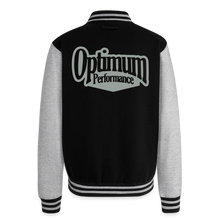 Load image into Gallery viewer, Just Hoods Heavyweight Letterman Jacket - black/heather grey