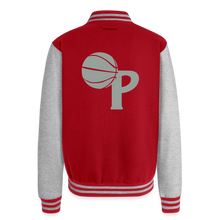 Load image into Gallery viewer, Just Hoods Heavyweight Letterman Jacket - red/heather grey