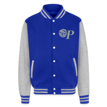 Load image into Gallery viewer, Just Hoods Heavyweight Letterman Jacket - royal/heather grey
