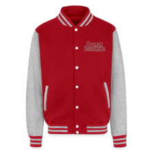 Load image into Gallery viewer, Just Hoods Heavyweight Letterman Jacket - red/heather grey

