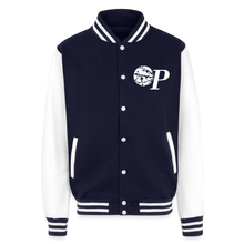 Load image into Gallery viewer, Just Hoods Heavyweight Letterman Jacket - navy/white
